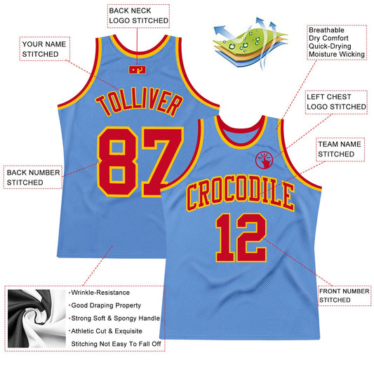 Custom Light Blue Red-Gold Authentic Throwback Basketball Jersey - Sky-Custom