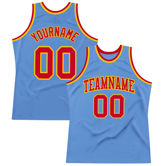 Custom Light Blue Red-Gold Authentic Throwback Basketball Jersey - Sky-Custom