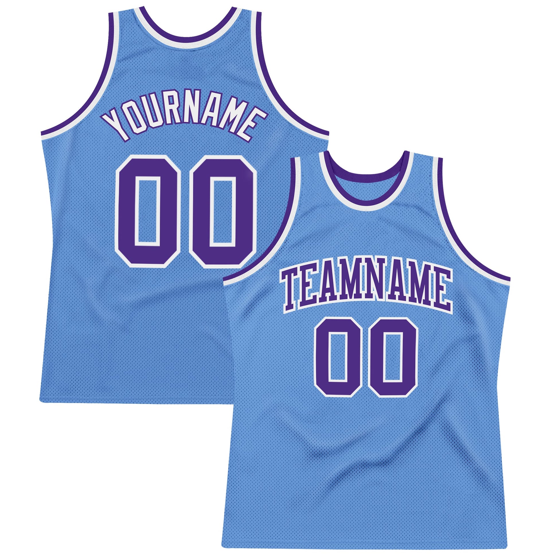 Custom Light Blue Purple-White Authentic Throwback Basketball Jersey - Sky-Custom