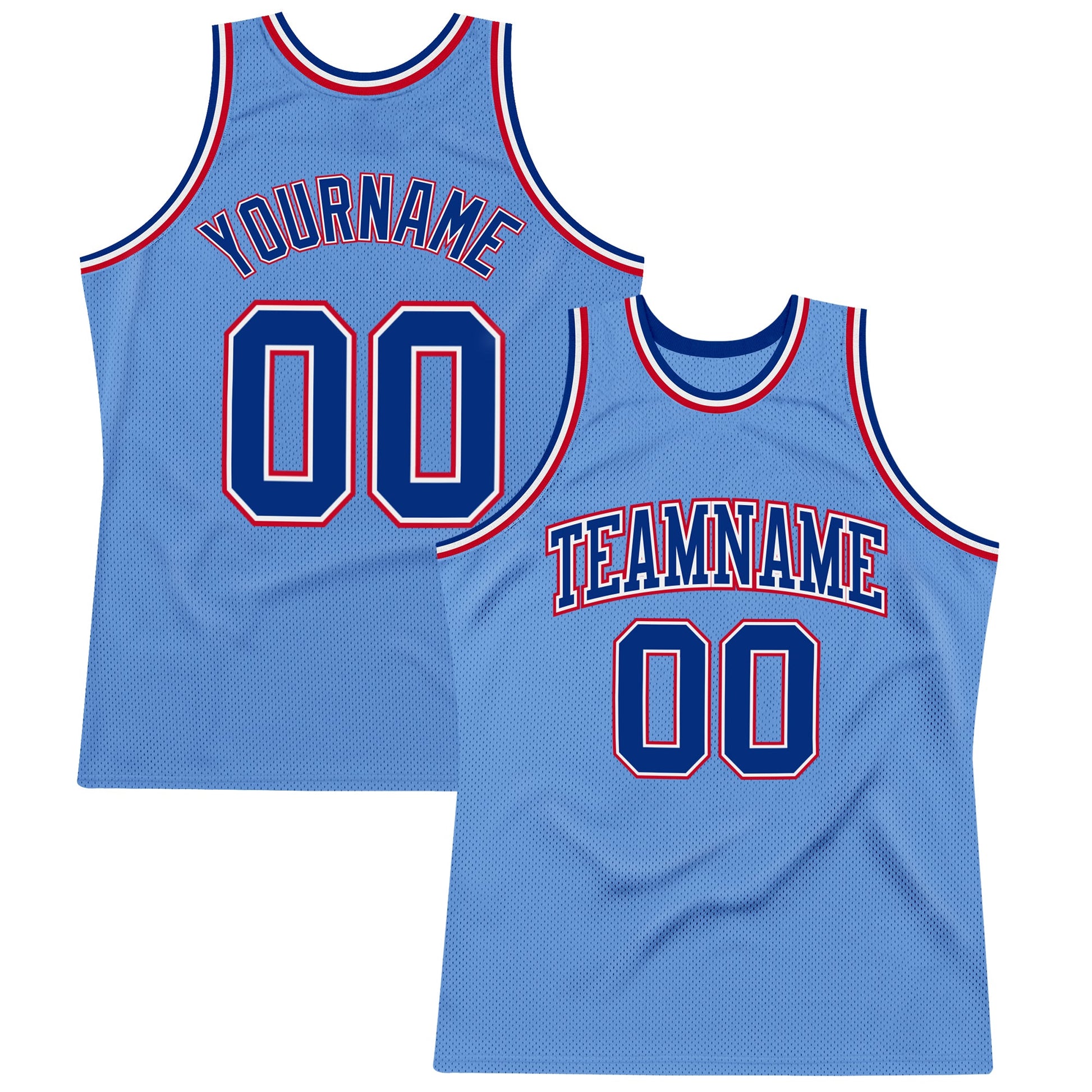 Custom Light Blue Royal-Red Authentic Throwback Basketball Jersey - Sky-Custom