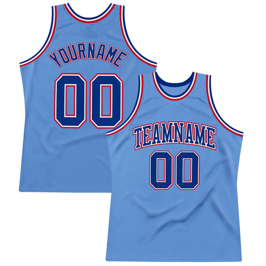 Custom Light Blue Royal-Red Authentic Throwback Basketball Jersey - Sky-Custom