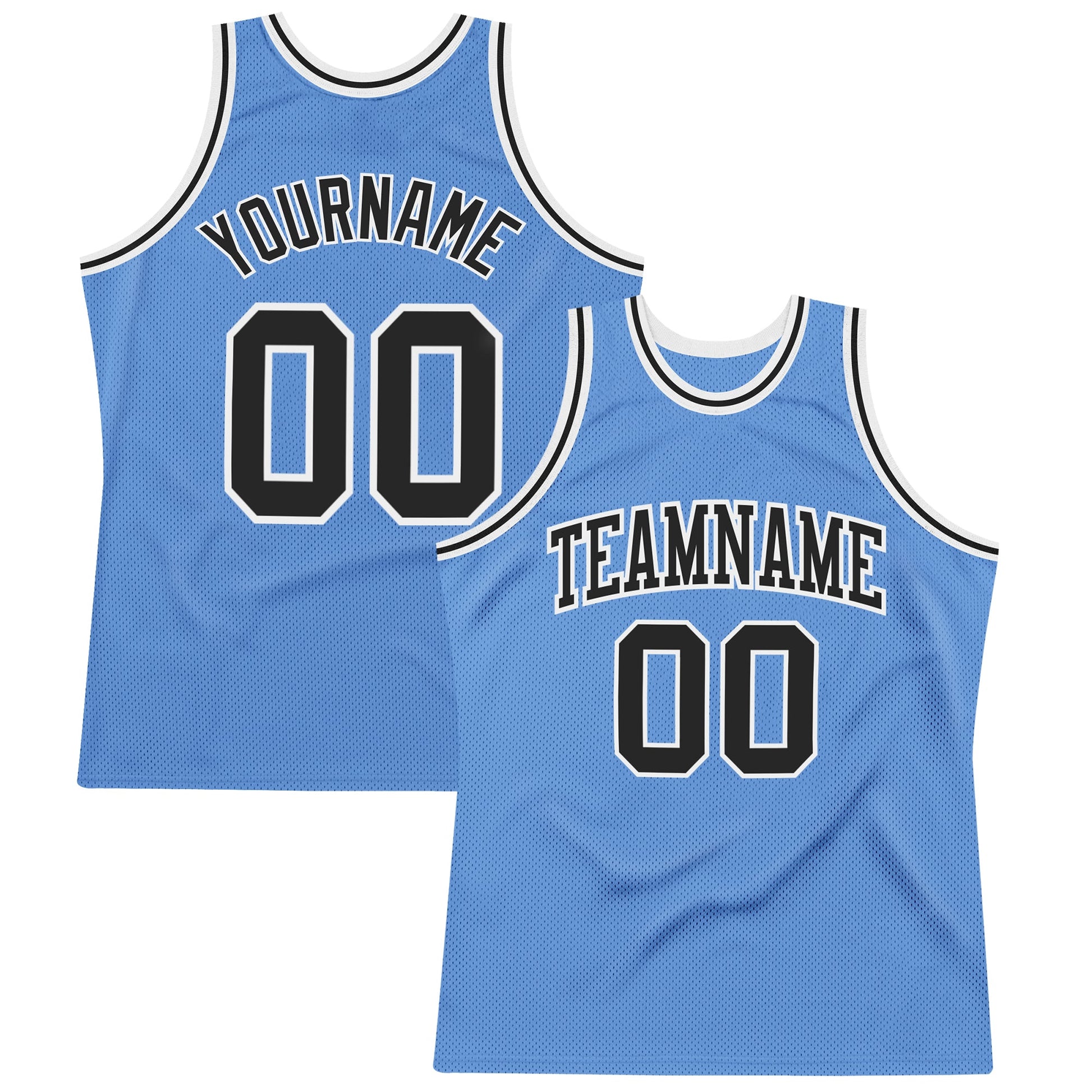 Custom Light Blue Black-White Authentic Throwback Basketball Jersey - Sky-Custom