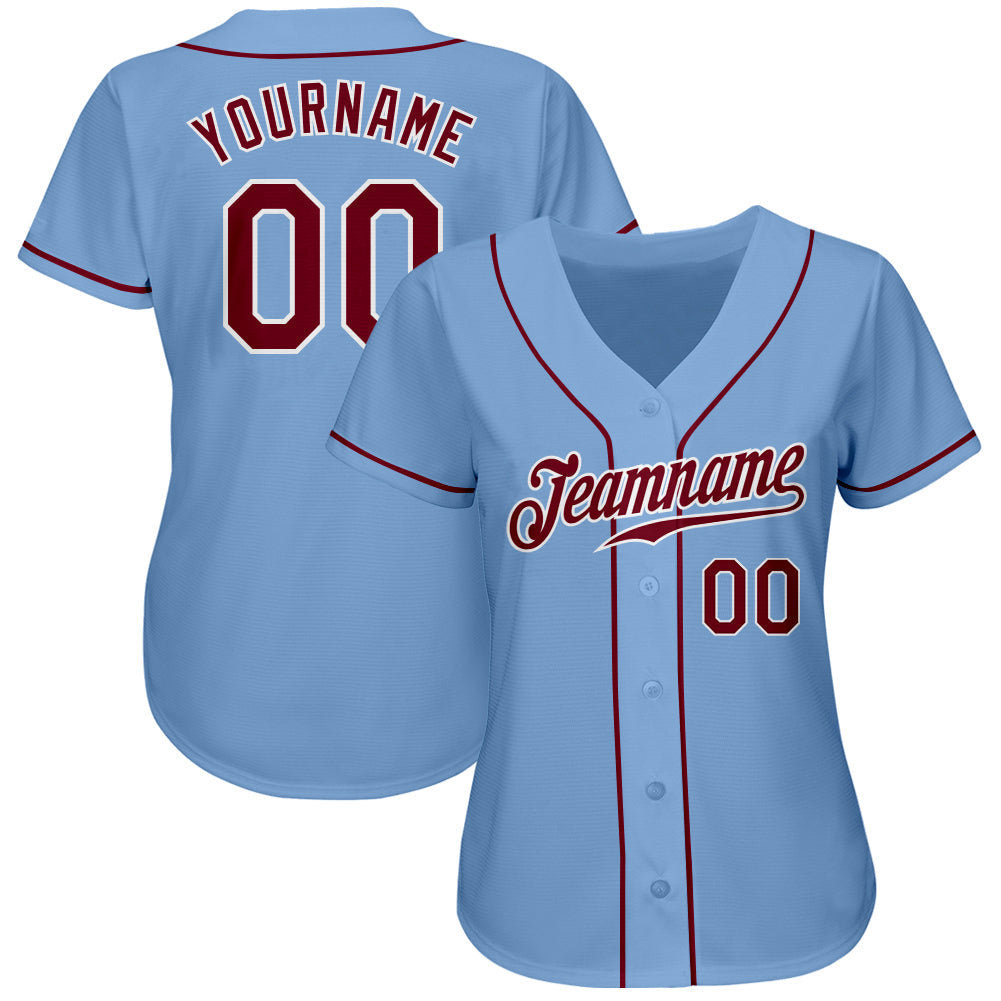Custom Light Blue Crimson-White Authentic Baseball Jersey - Sky-Custom