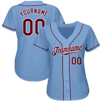Custom Light Blue Crimson-White Authentic Baseball Jersey - Sky-Custom