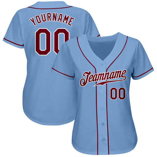 Custom Light Blue Crimson-White Authentic Baseball Jersey - Sky-Custom