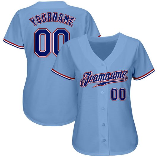 Custom Light Blue Royal-Red Authentic Baseball Jersey - Sky-Custom