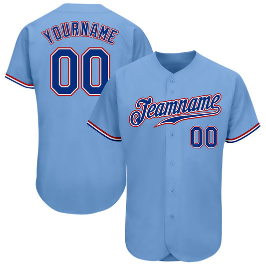 Custom Light Blue Royal-Red Authentic Baseball Jersey - Sky-Custom