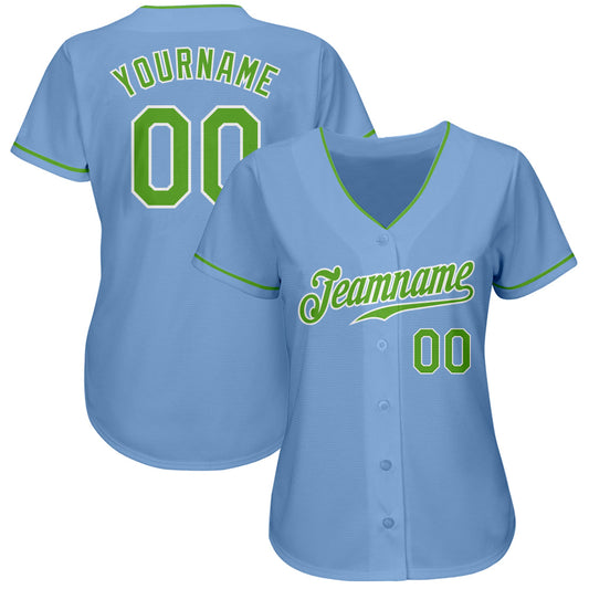 Custom Light Blue Neon Green-White Authentic Baseball Jersey - Sky-Custom
