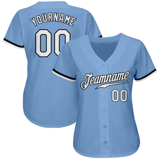 Custom Light Blue White-Black Authentic Baseball Jersey - Sky-Custom