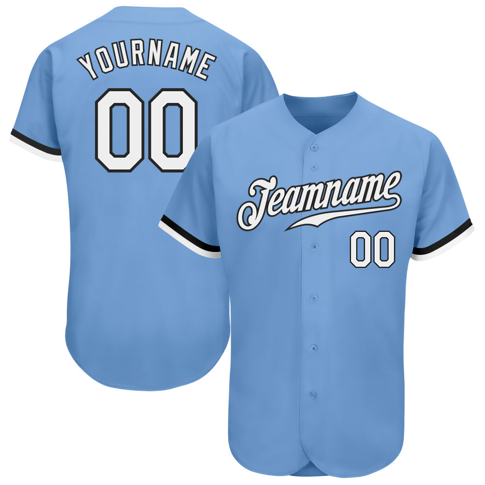 Custom Light Blue White-Black Authentic Baseball Jersey - Sky-Custom
