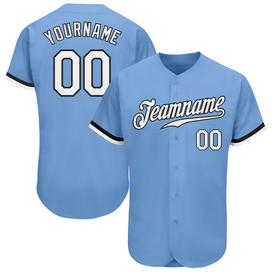 Custom Light Blue White-Black Authentic Baseball Jersey - Sky-Custom