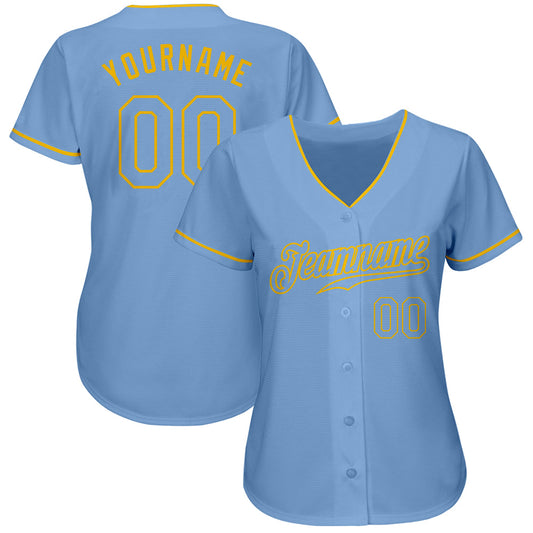 Custom Light Blue Light Blue-Gold Authentic Baseball Jersey - Sky-Custom