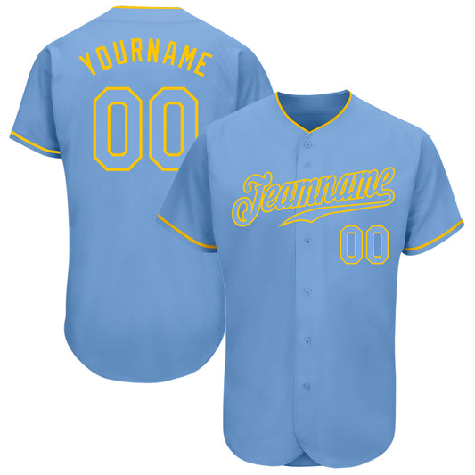 Custom Light Blue Light Blue-Gold Authentic Baseball Jersey - Sky-Custom