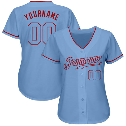 Custom Light Blue Light Blue-Red Authentic Baseball Jersey - Sky-Custom