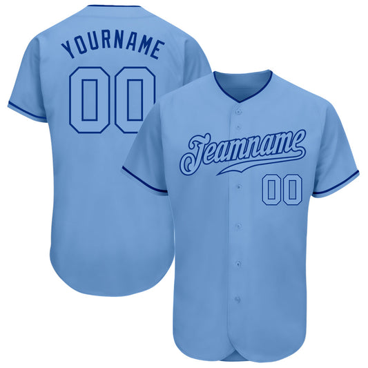 Custom Light Blue Light Blue-Royal Authentic Baseball Jersey - Sky-Custom