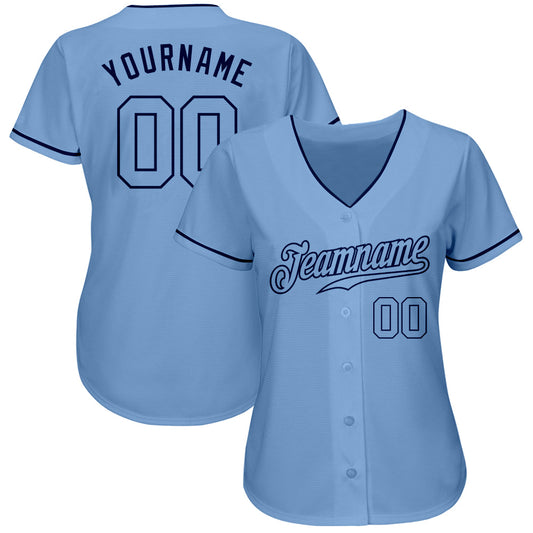 Custom Light Blue Light Blue-Navy Authentic Baseball Jersey - Sky-Custom