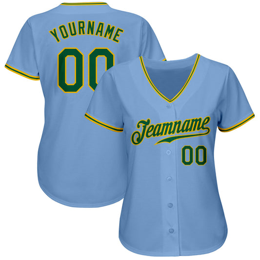 Custom Light Blue Kelly Green-Gold Authentic Baseball Jersey - Sky-Custom
