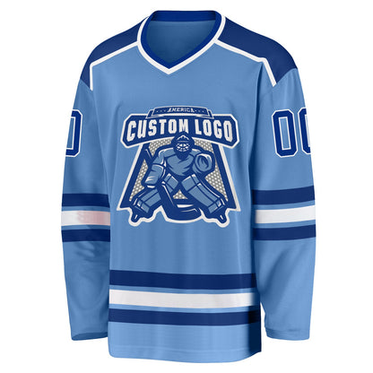 Custom Light Blue Royal-White Hockey Jersey - Sky-Custom