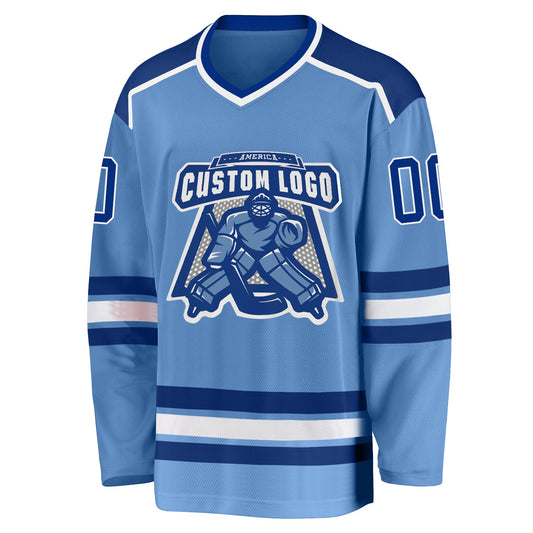 Custom Light Blue Royal-White Hockey Jersey - Sky-Custom