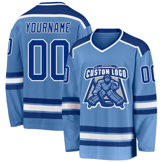 Custom Light Blue Royal-White Hockey Jersey - Sky-Custom