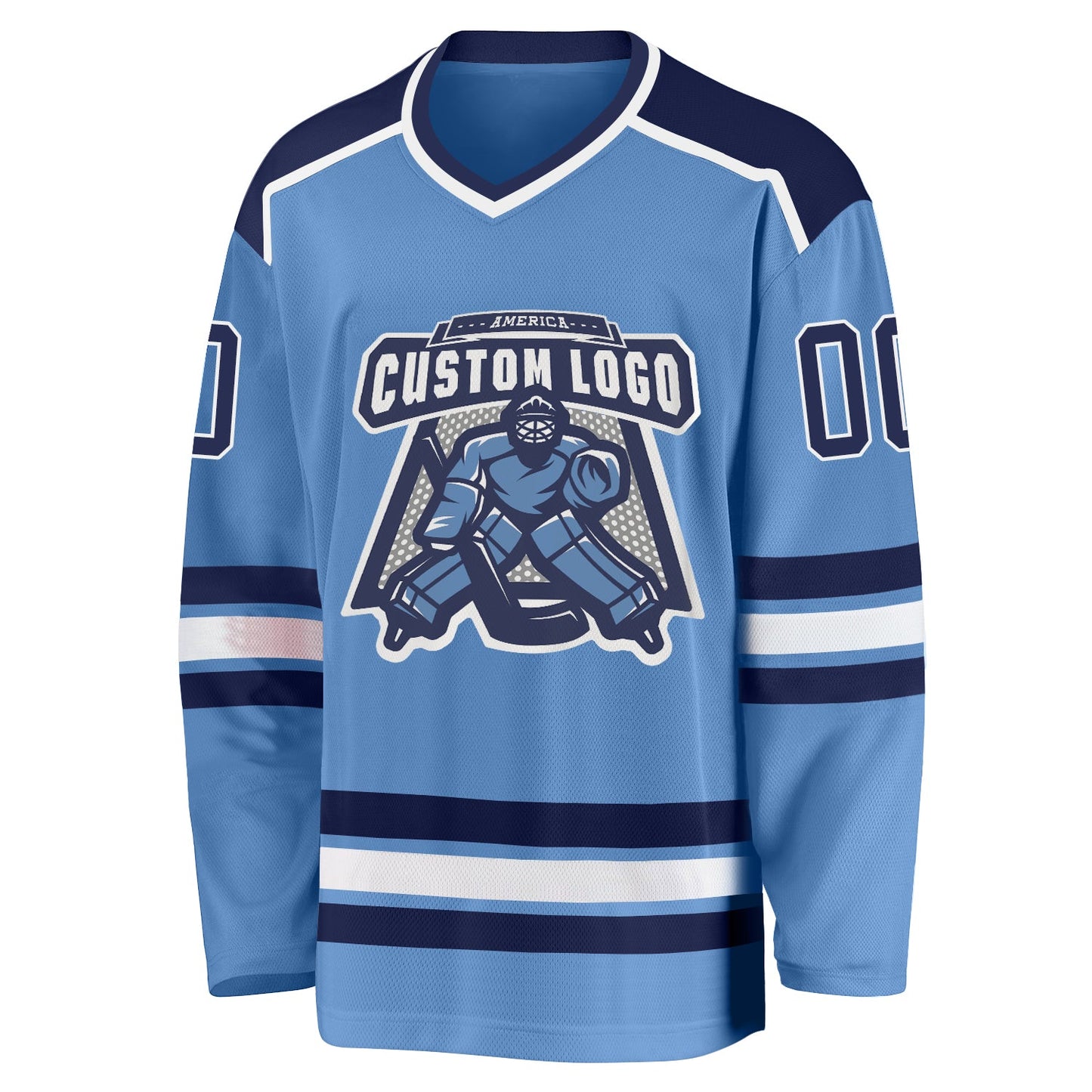 Custom Light Blue Navy-White Hockey Jersey - Sky-Custom