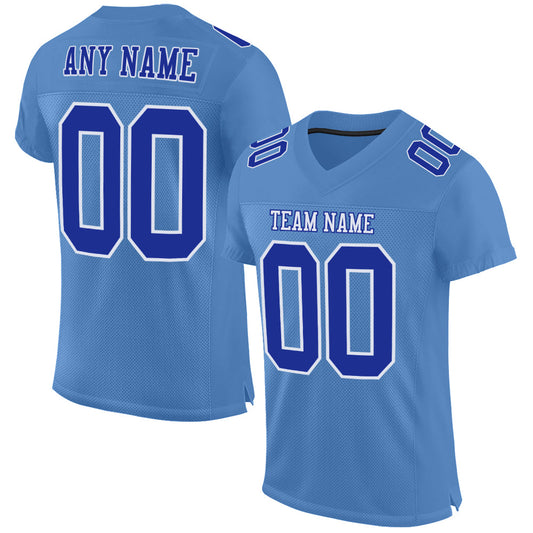 Custom Light Blue Royal-White Mesh Authentic Football Jersey - Sky-Custom