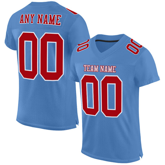 Custom Light Blue Red-White Mesh Authentic Football Jersey - Sky-Custom