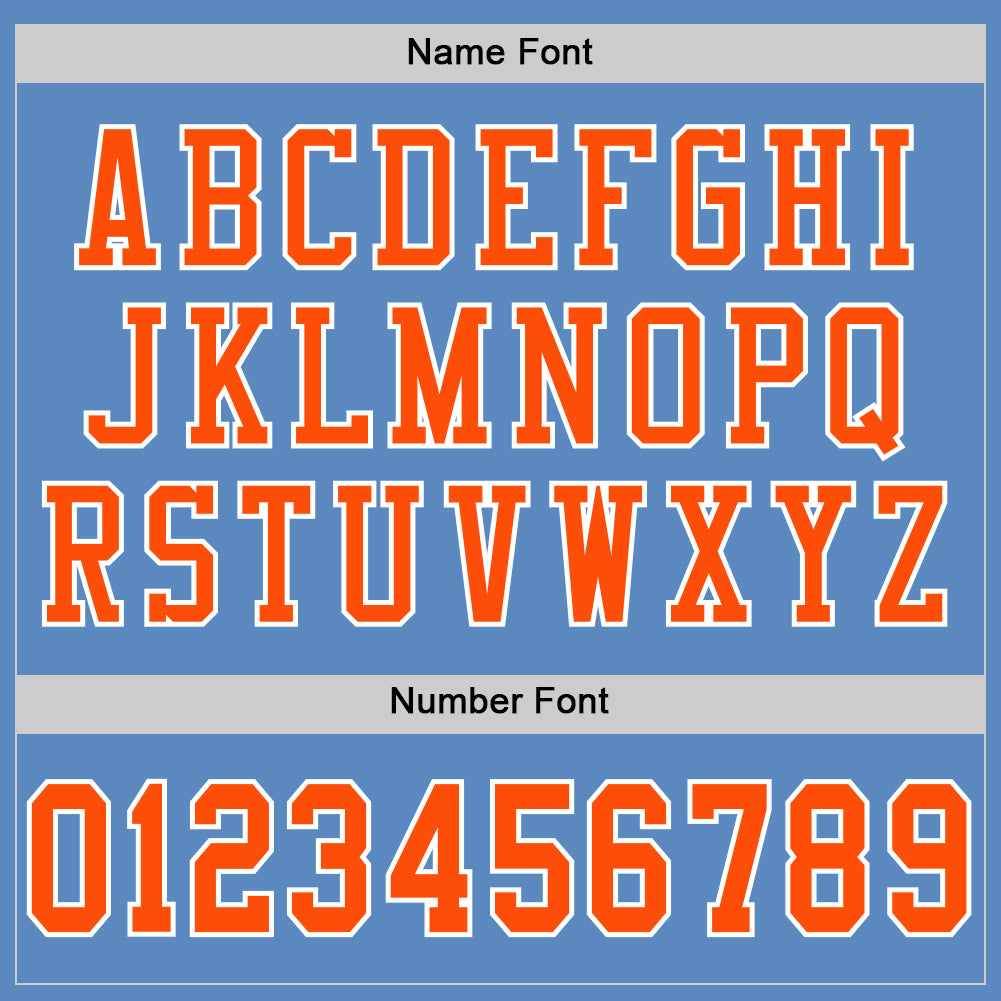Custom Light Blue Orange-White Mesh Authentic Football Jersey - Sky-Custom