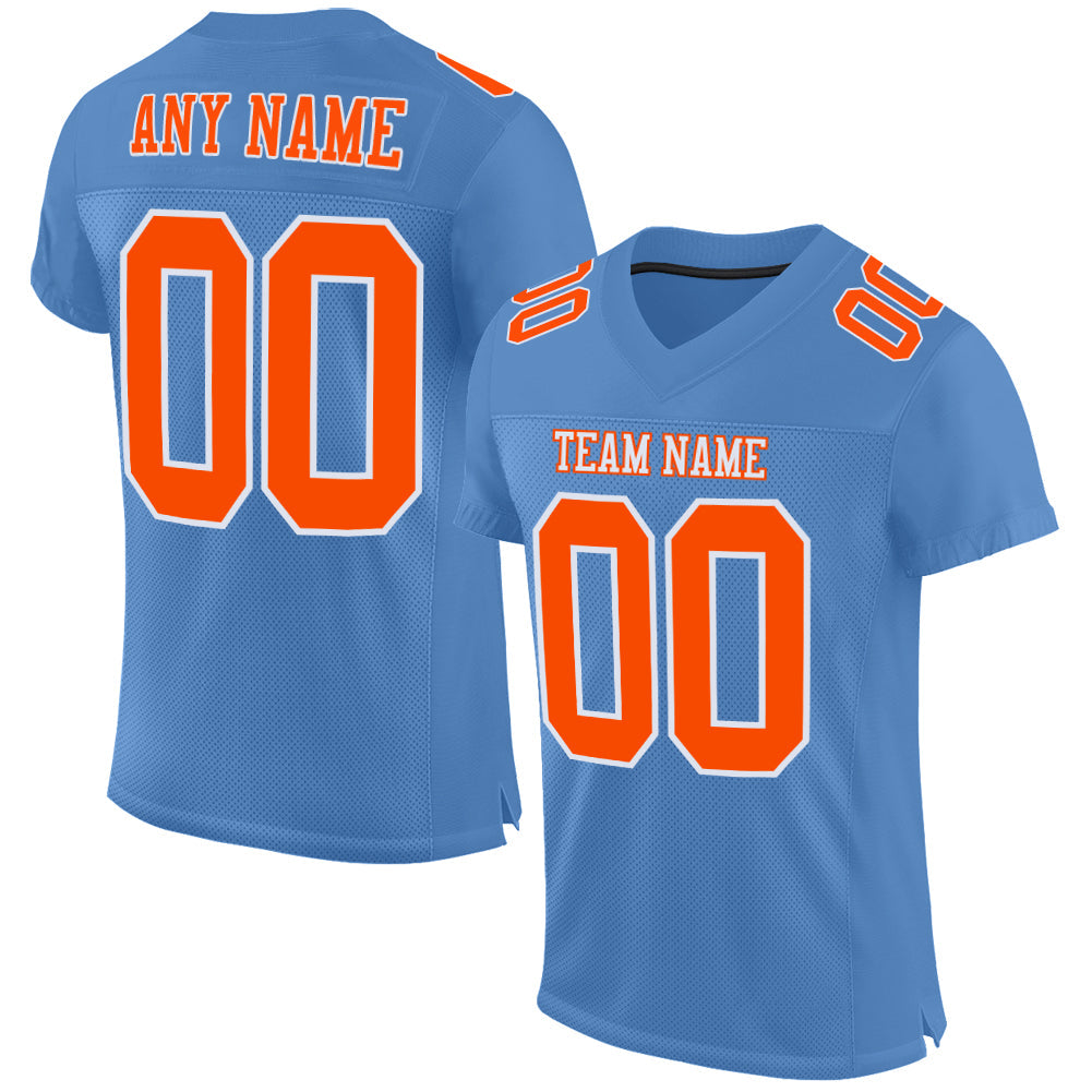 Custom Light Blue Orange-White Mesh Authentic Football Jersey - Sky-Custom