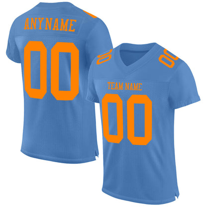 Custom Light Blue Bay Orange Mesh Authentic Football Jersey - Sky-Custom