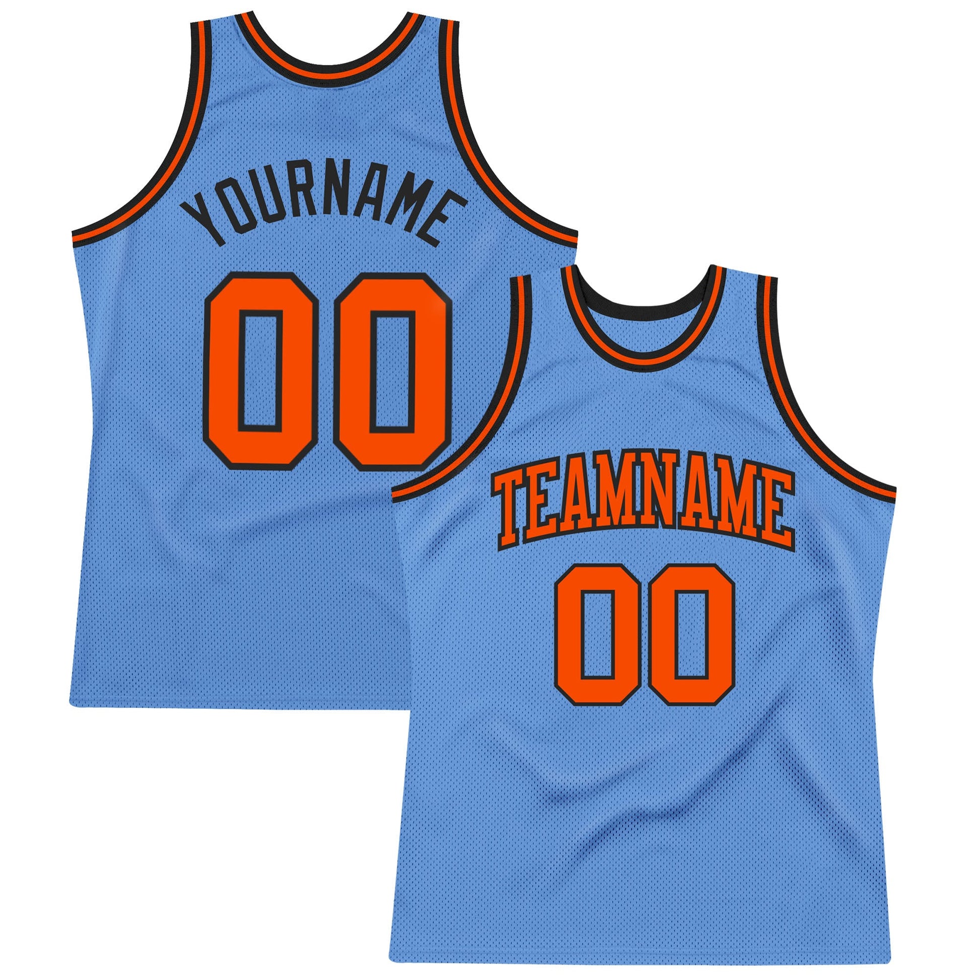 Custom Light Blue Orange-Black Authentic Throwback Basketball Jersey - Sky-Custom