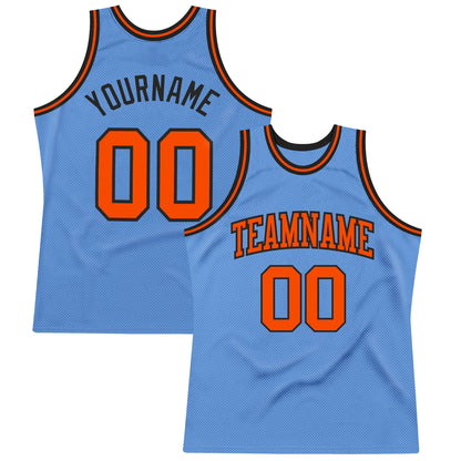 Custom Light Blue Orange-Black Authentic Throwback Basketball Jersey - Sky-Custom