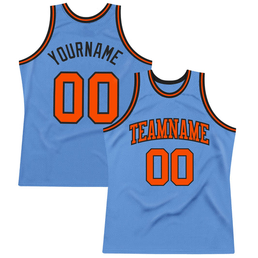 Custom Light Blue Orange-Black Authentic Throwback Basketball Jersey - Sky-Custom