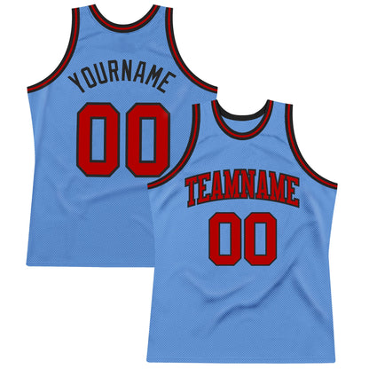 Custom Light Blue Red-Black Authentic Throwback Basketball Jersey - Sky-Custom