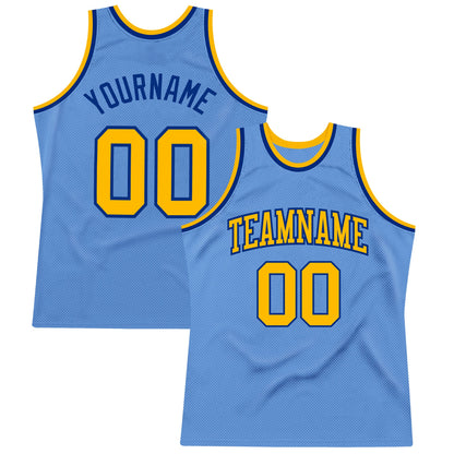 Custom Light Blue Gold-Royal Authentic Throwback Basketball Jersey - Sky-Custom