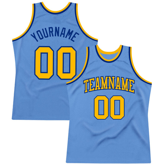 Custom Light Blue Gold-Royal Authentic Throwback Basketball Jersey - Sky-Custom