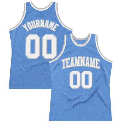 Custom Light Blue White-Gray Authentic Throwback Basketball Jersey - Sky-Custom