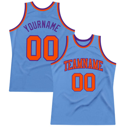 Custom Light Blue Orange-Purple Authentic Throwback Basketball Jersey - Sky-Custom