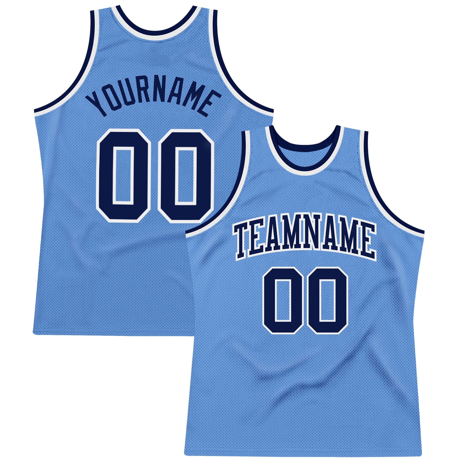 Custom Light Blue Navy-White Authentic Throwback Basketball Jersey - Sky-Custom