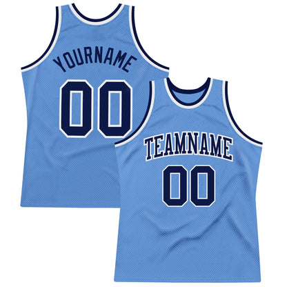 Custom Light Blue Navy-White Authentic Throwback Basketball Jersey - Sky-Custom