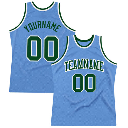 Custom Light Blue Green-White Authentic Throwback Basketball Jersey - Sky-Custom