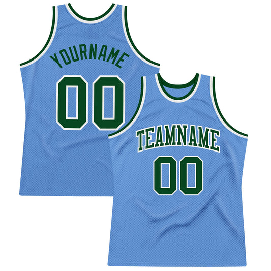 Custom Light Blue Green-White Authentic Throwback Basketball Jersey - Sky-Custom