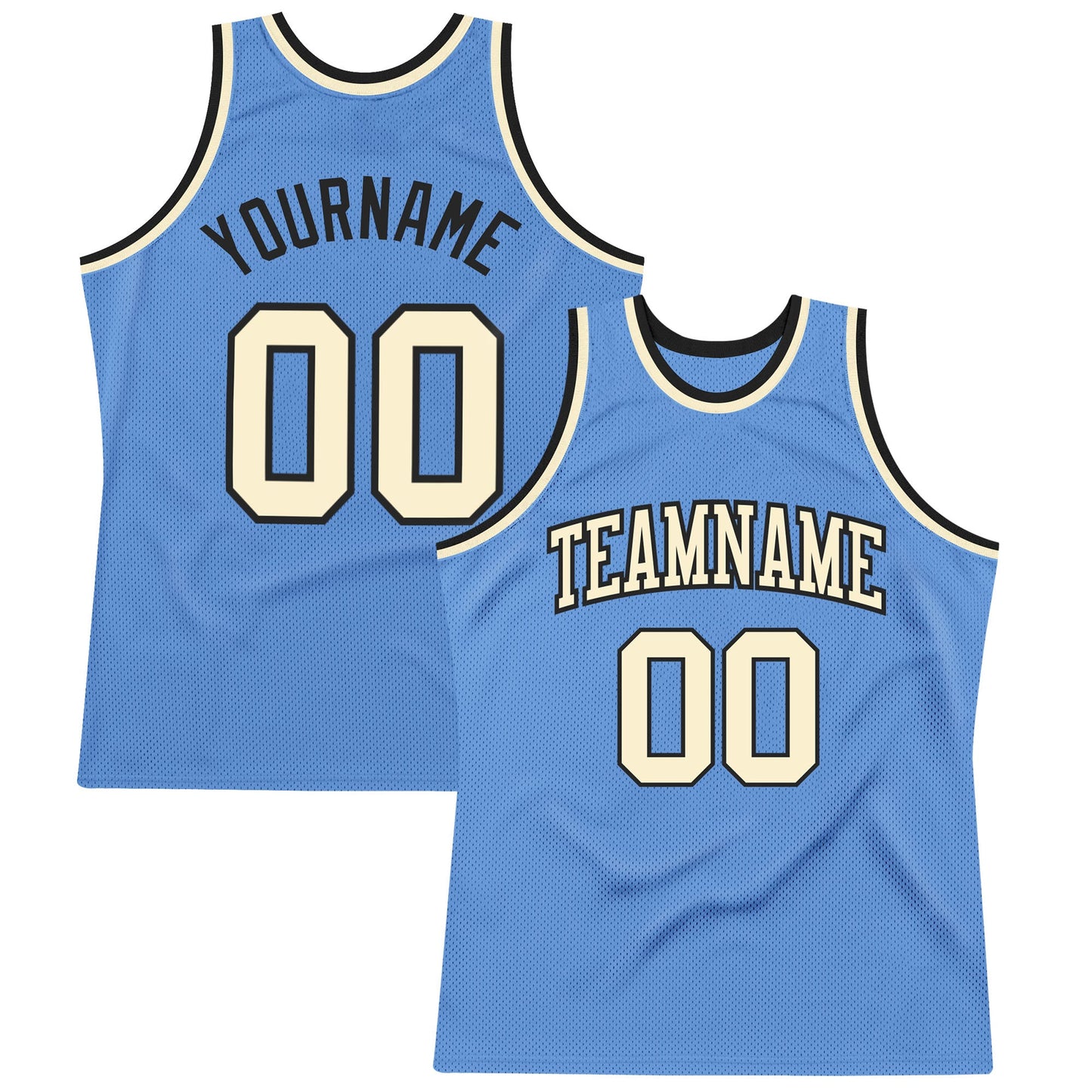 Custom Light Blue Cream-Black Authentic Throwback Basketball Jersey - Sky-Custom
