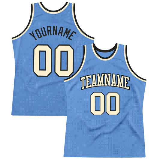 Custom Light Blue Cream-Black Authentic Throwback Basketball Jersey - Sky-Custom