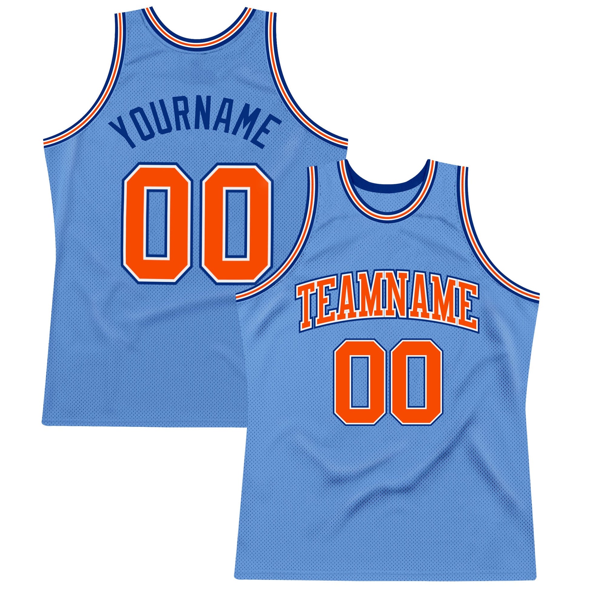 Custom Light Blue Orange-Royal Authentic Throwback Basketball Jersey - Sky-Custom