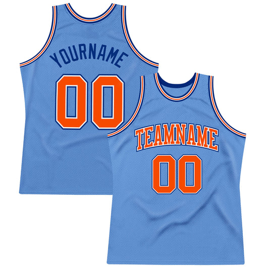 Custom Light Blue Orange-Royal Authentic Throwback Basketball Jersey - Sky-Custom