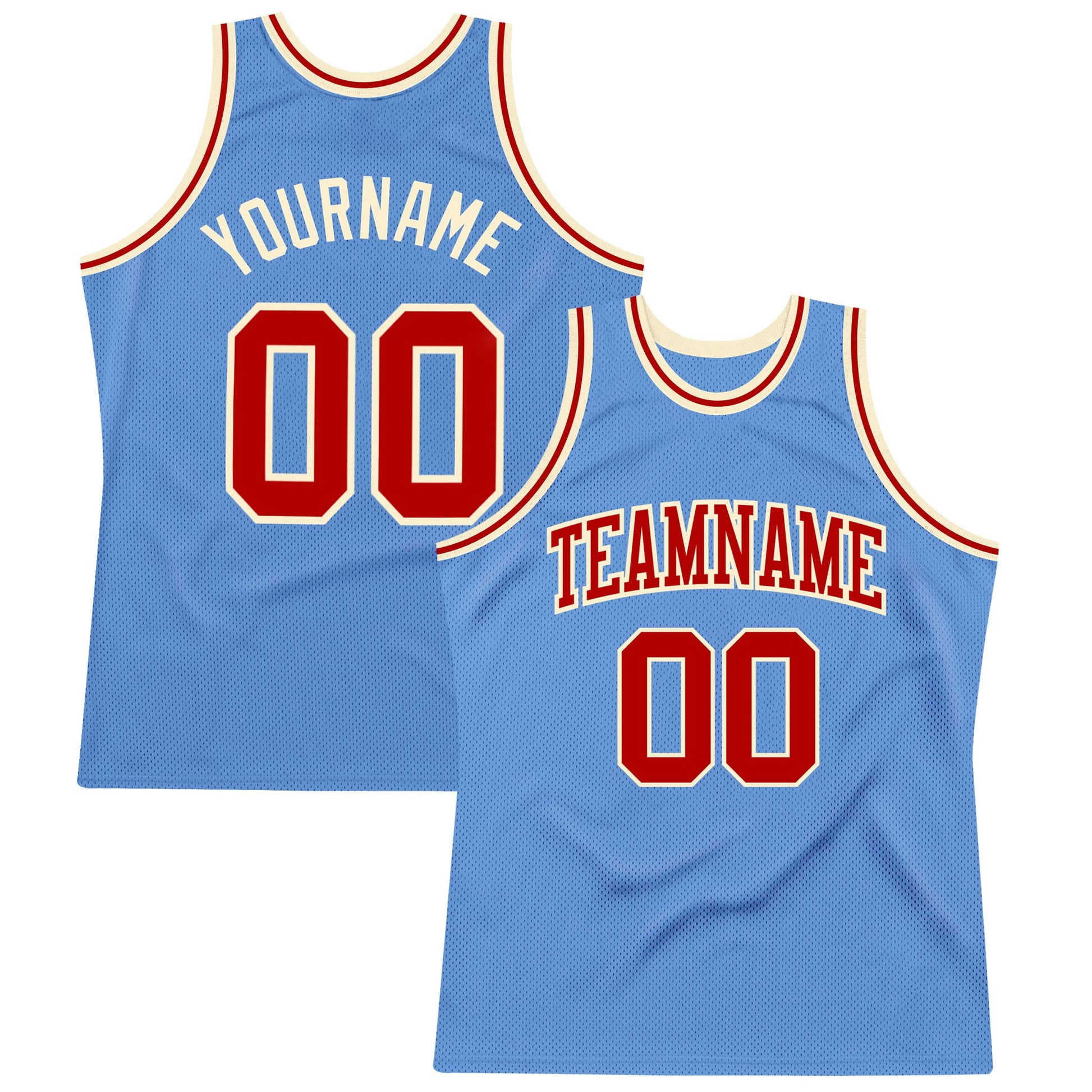 Custom Light Blue Red-Cream Authentic Throwback Basketball Jersey - Sky-Custom