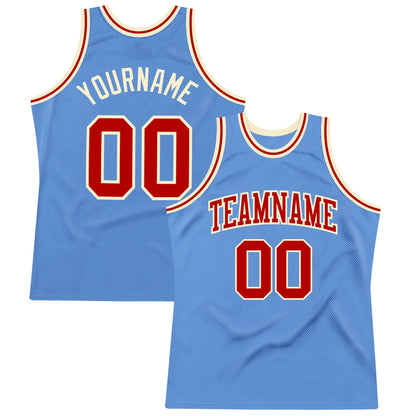 Custom Light Blue Red-Cream Authentic Throwback Basketball Jersey - Sky-Custom