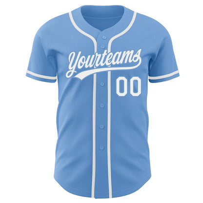 Custom Light Blue White Authentic Baseball Jersey - Sky-Custom