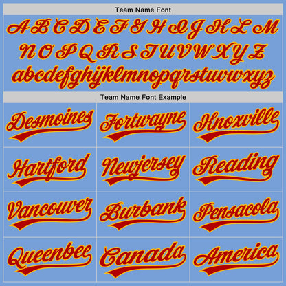 Custom Light Blue Red-Gold Authentic Baseball Jersey - Sky-Custom